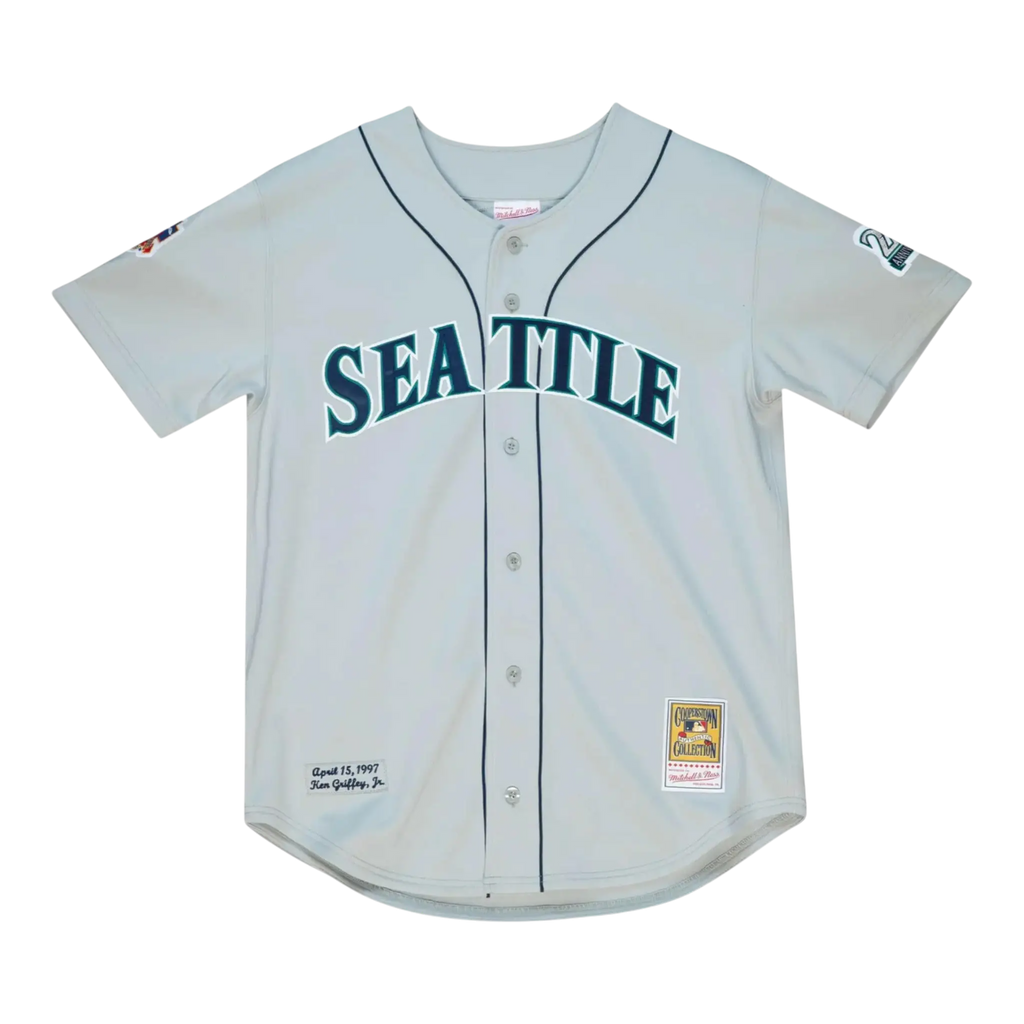 Mitchell & Ness Authentic Seattle Mariners 1997 Ken Griffey Jr. Men Baseball Jersey Grey
