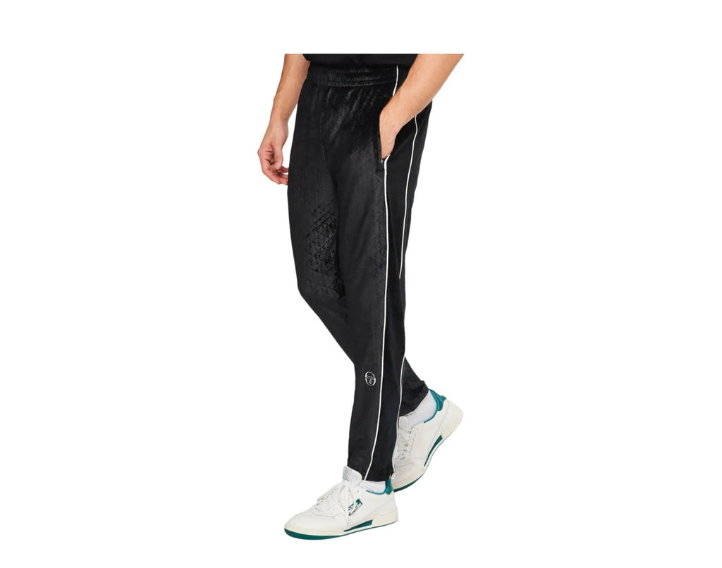 Sergio Tacchini Debossed Velour Men Track Pants Anthracite Black