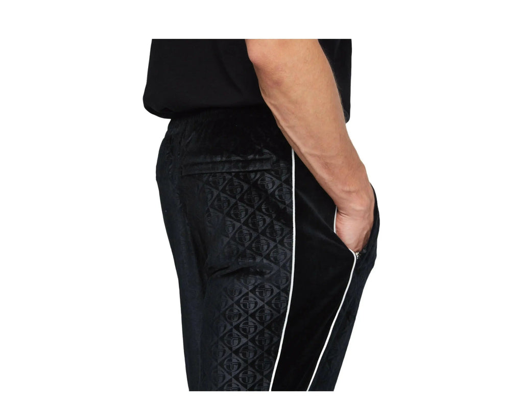 Sergio Tacchini Debossed Velour Men Track Pants Anthracite Black