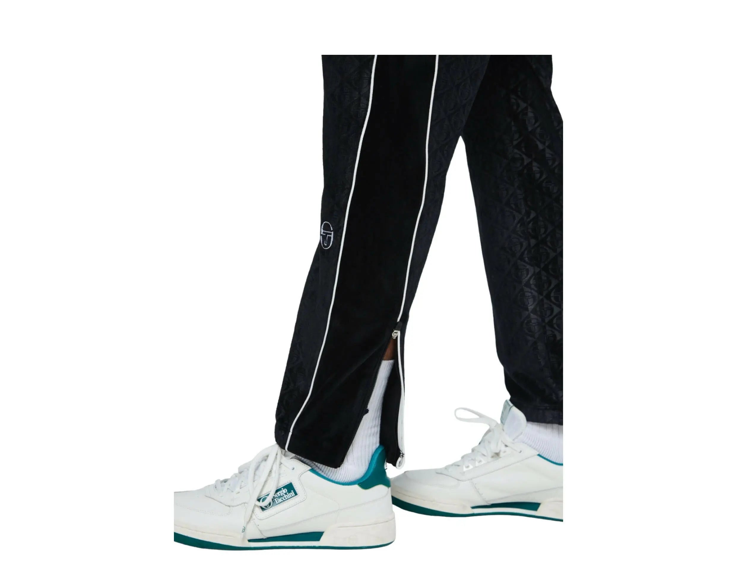 Sergio Tacchini Debossed Velour Men Track Pants Anthracite Black