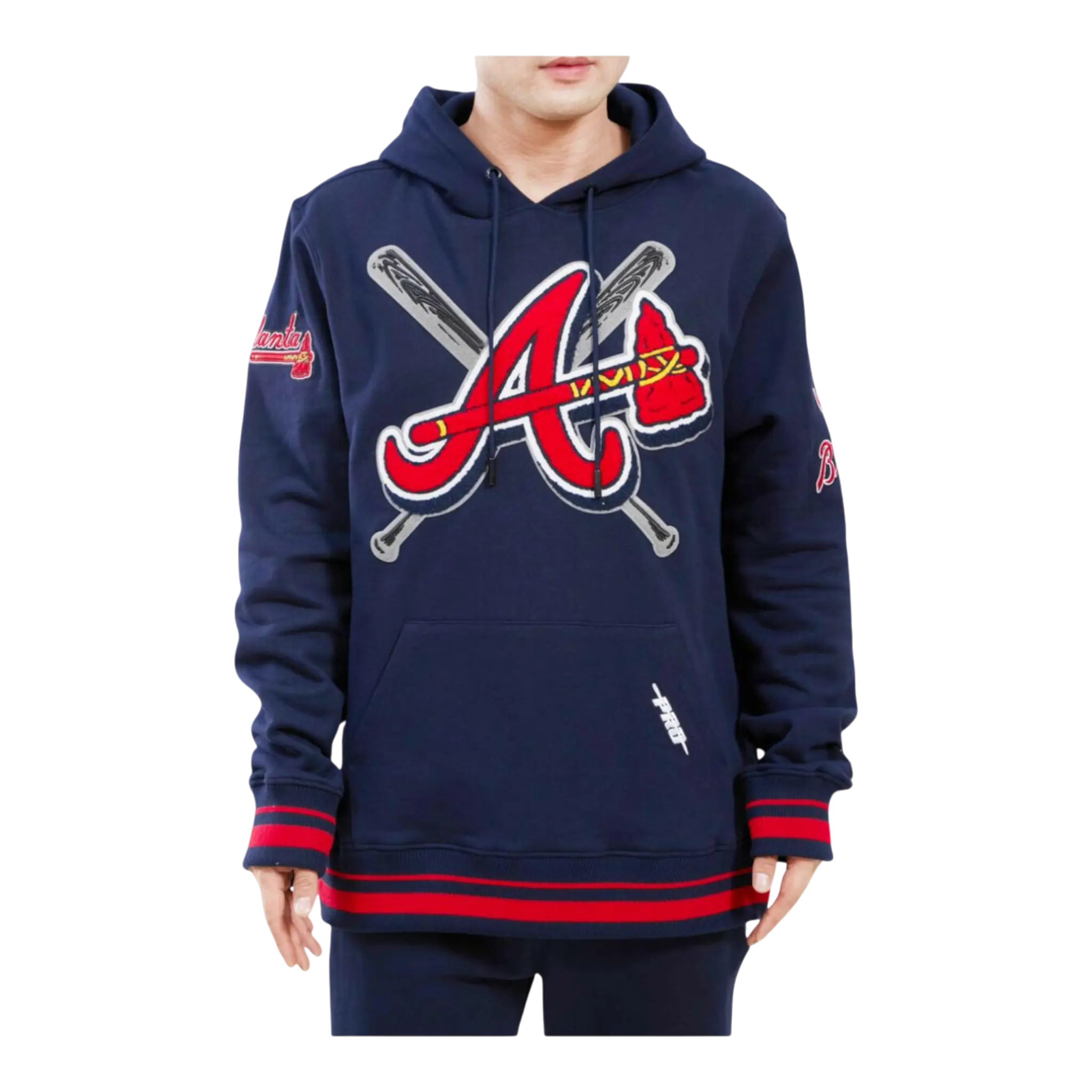 Pro Standard Atlanta Braves Mash Up Logo Men Hoodie Midnight Navy