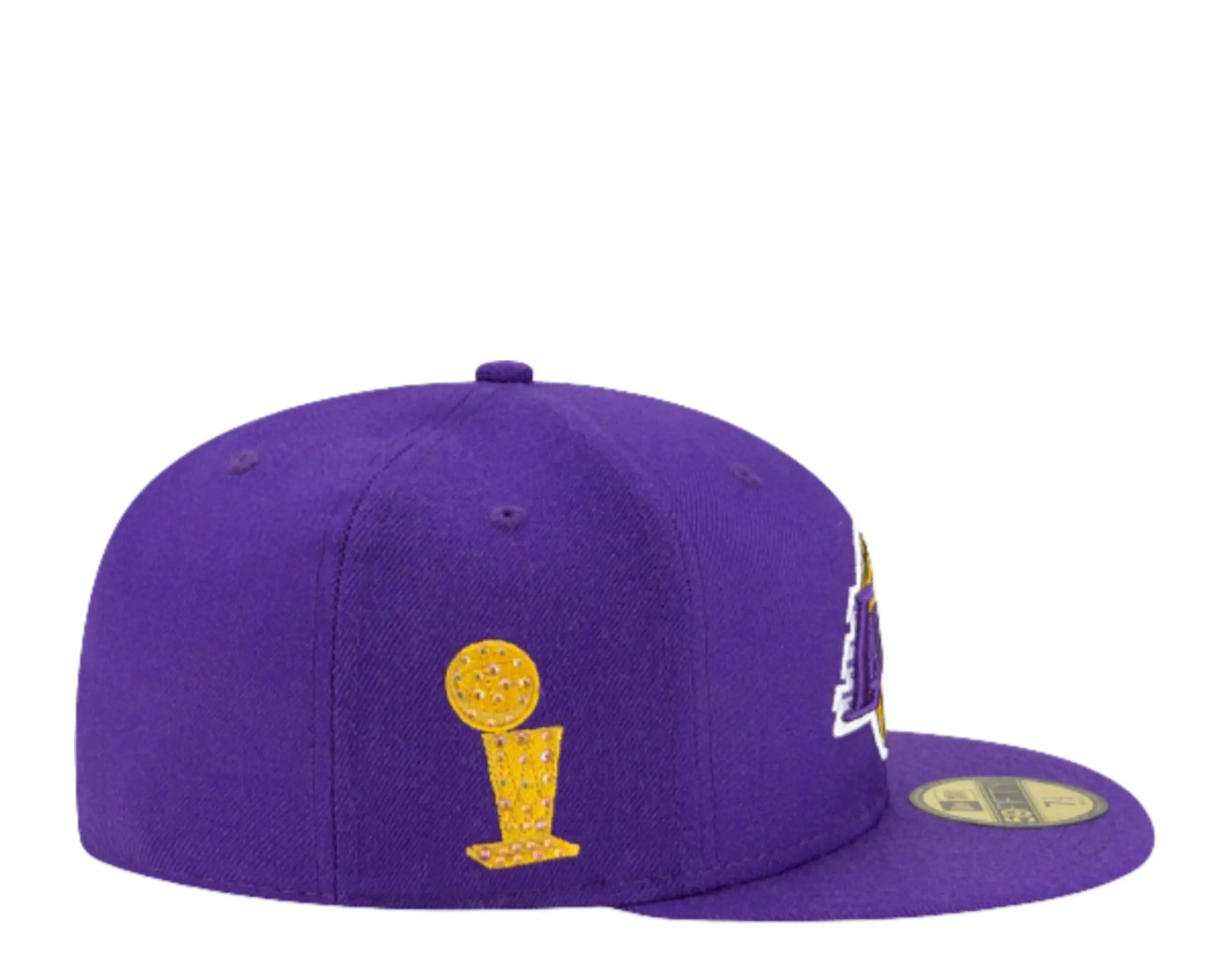 New Era 59Fifty Men Los Angeles Lakers Icy Side Patch Fitted Hat Purple/Baby Blue