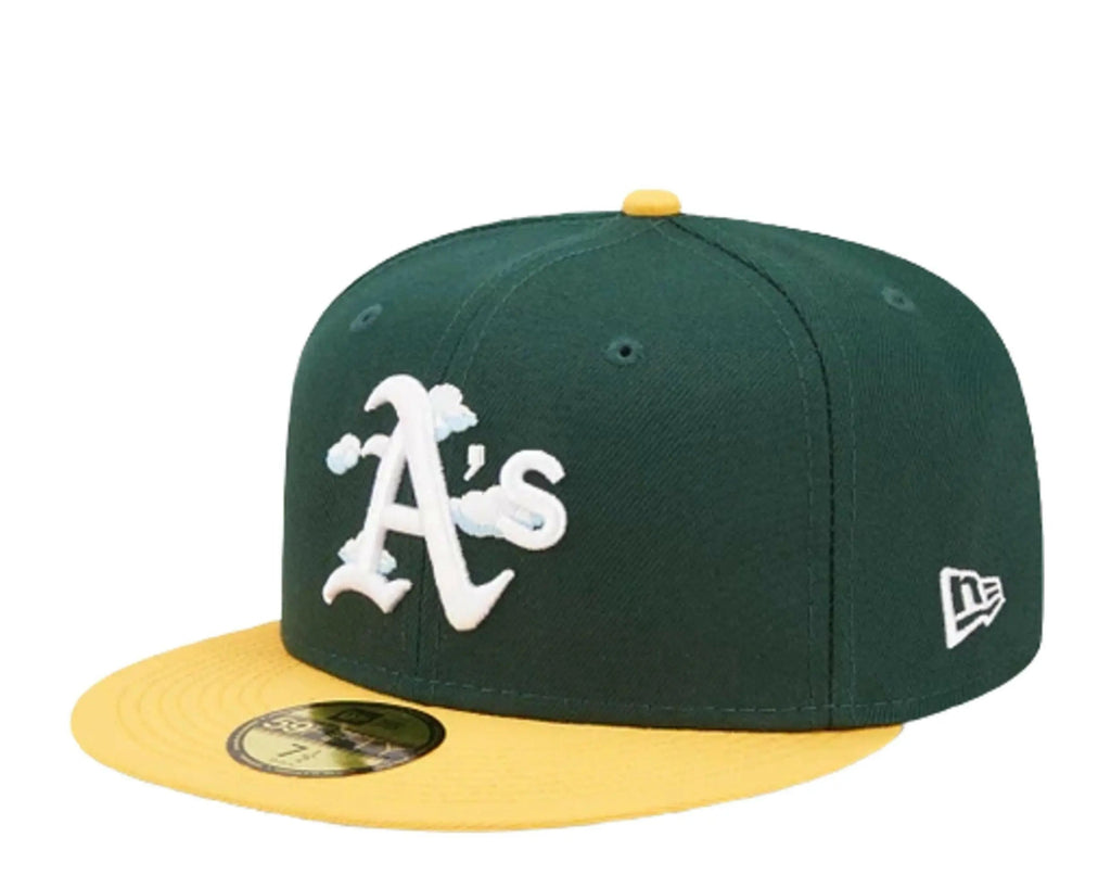 New Era 59Fifty MLB Oakland Athletics Comic Cloud Fitted Hat Green/Yellow
