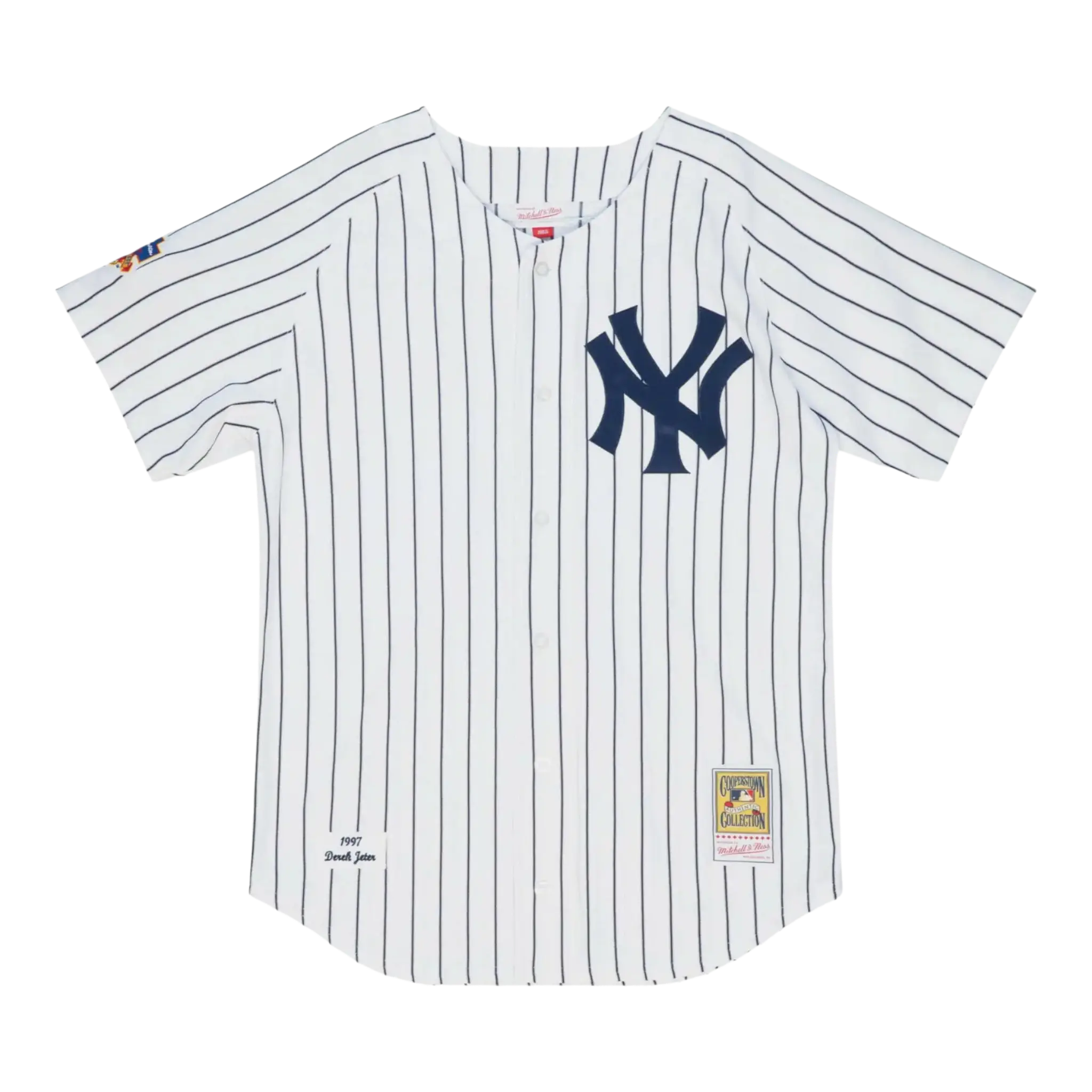 Mitchell & Ness Authentic New York Yankees 1997 Derek Jeter Men Baseball Jersey White/Navy Pinstripe