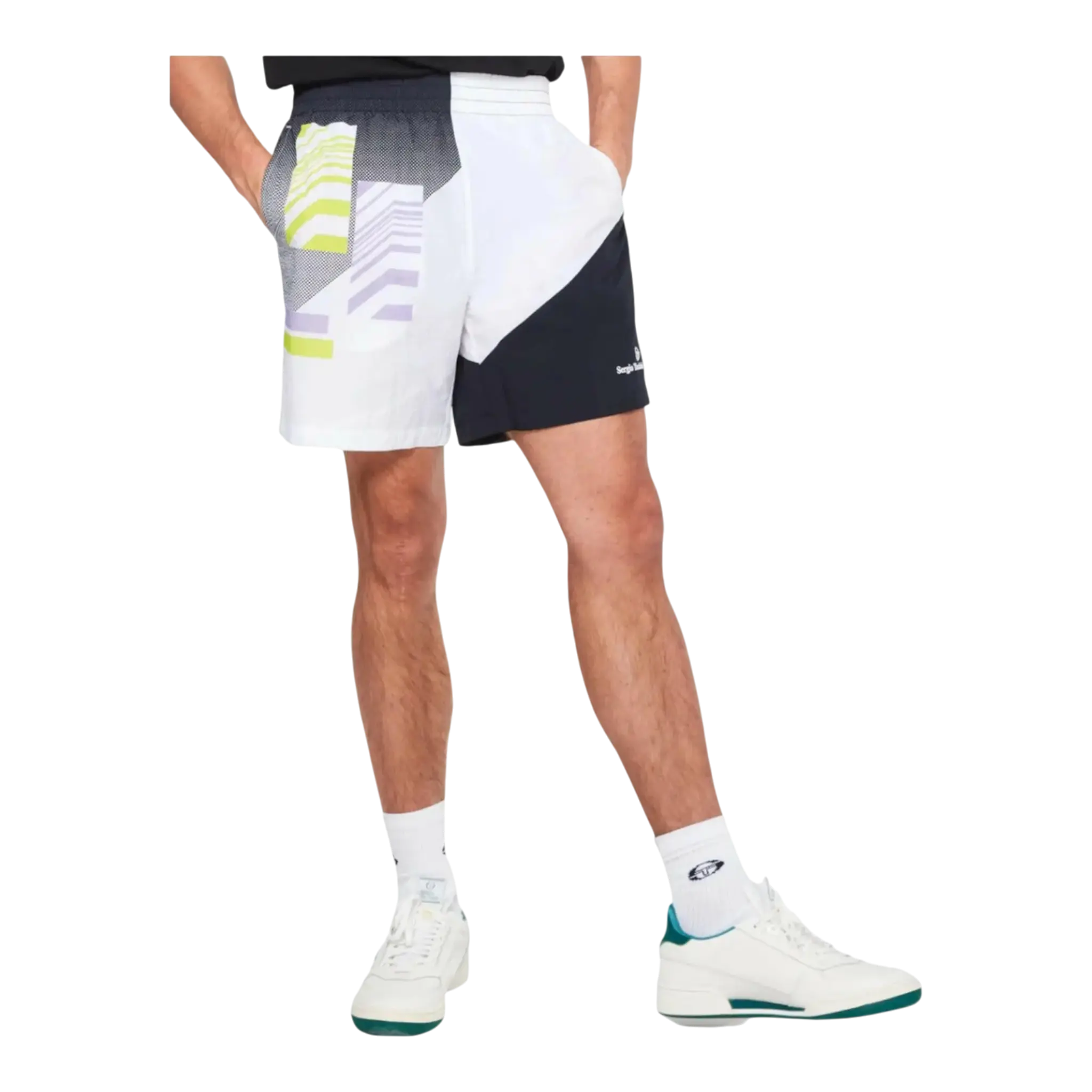 Sergio Tacchini Checkered Print Men Shorts Black/White Multi