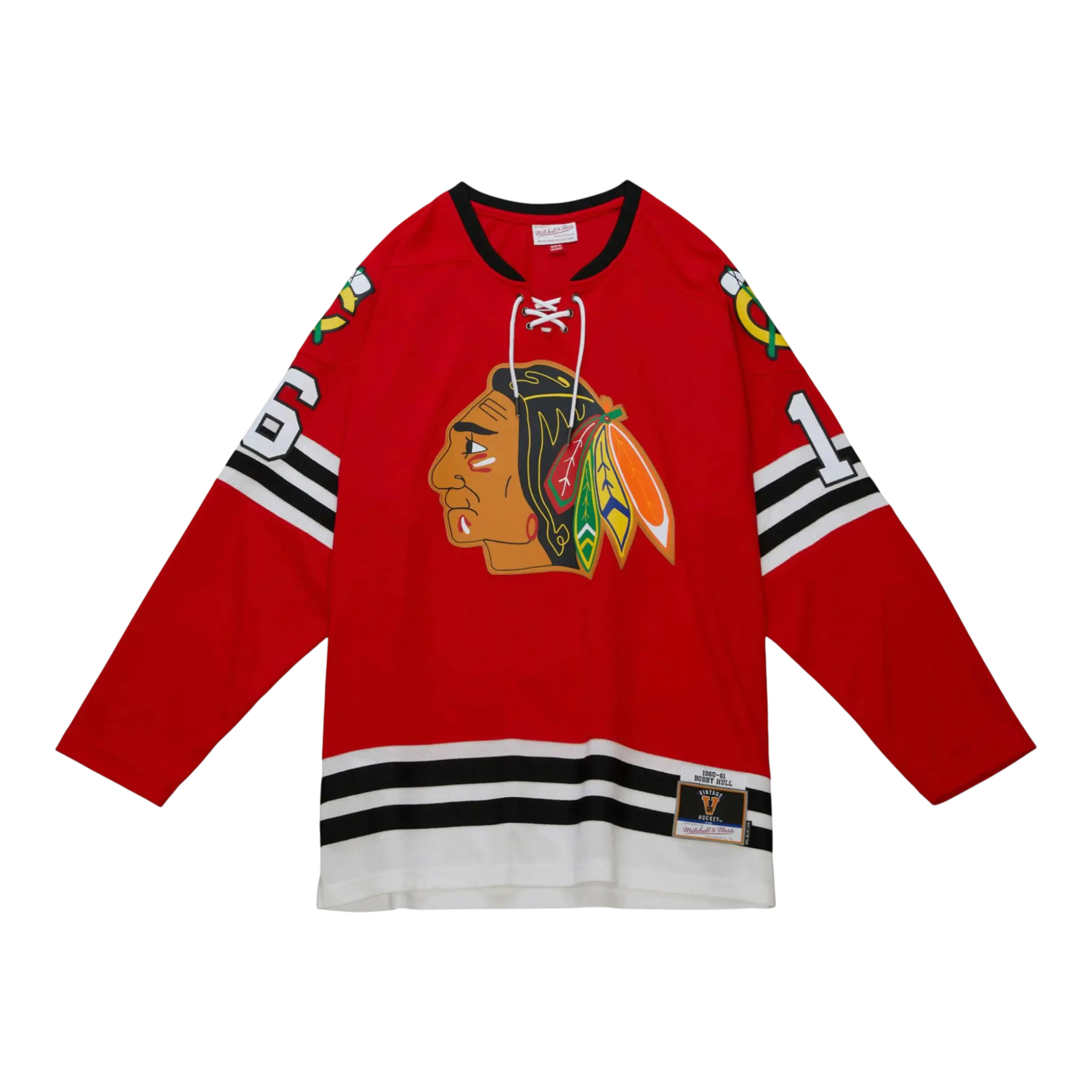 Mitchell & Ness Blue Line Bobby Hull Chicago Blackhawks 1960 Men Jersey Scarlet