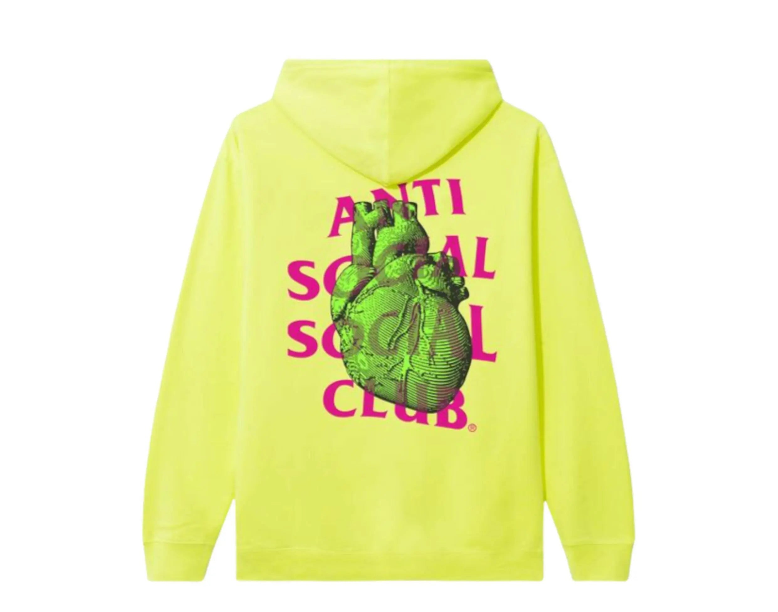 Anti Social Social Club Pulse Check Men Hoodie Safety Yellow