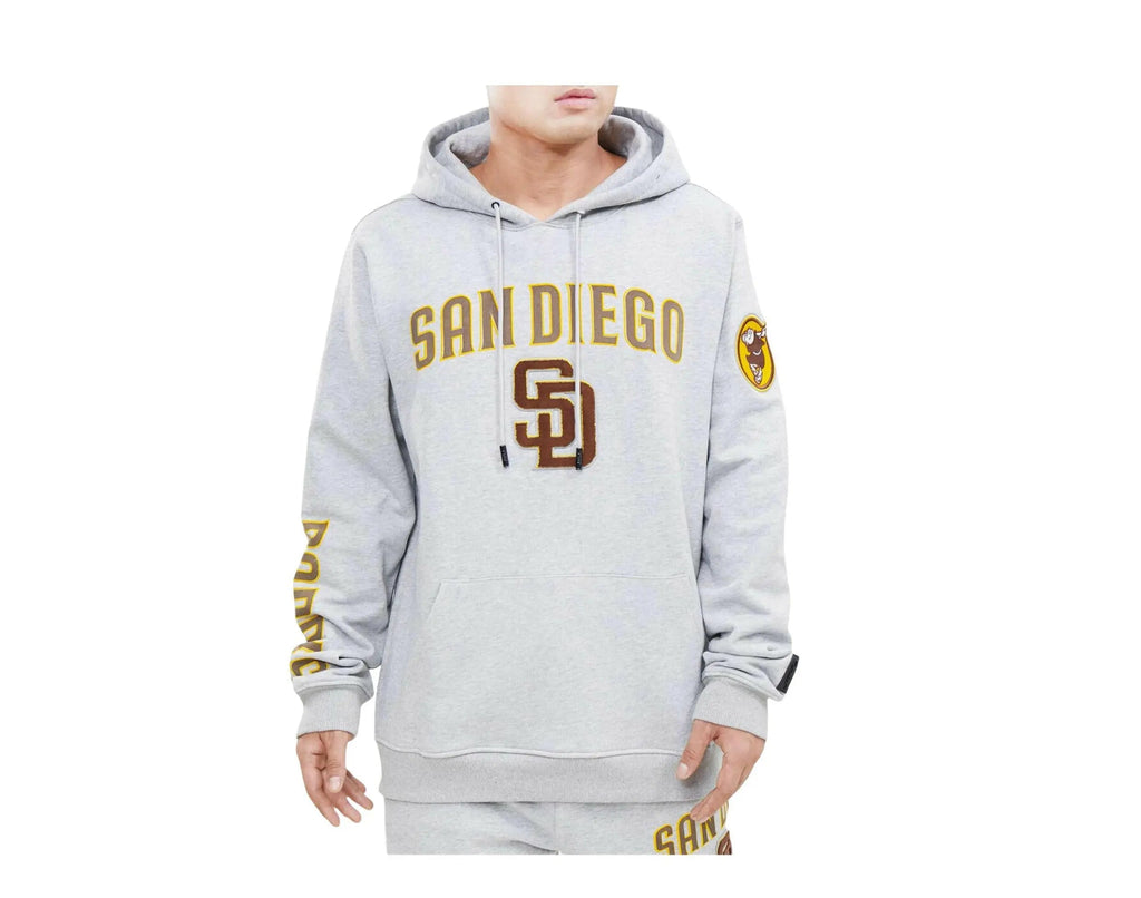 Pro Standard MLB San Diego Padres Stacked Logo Men Pullover Hoodie Heather Grey