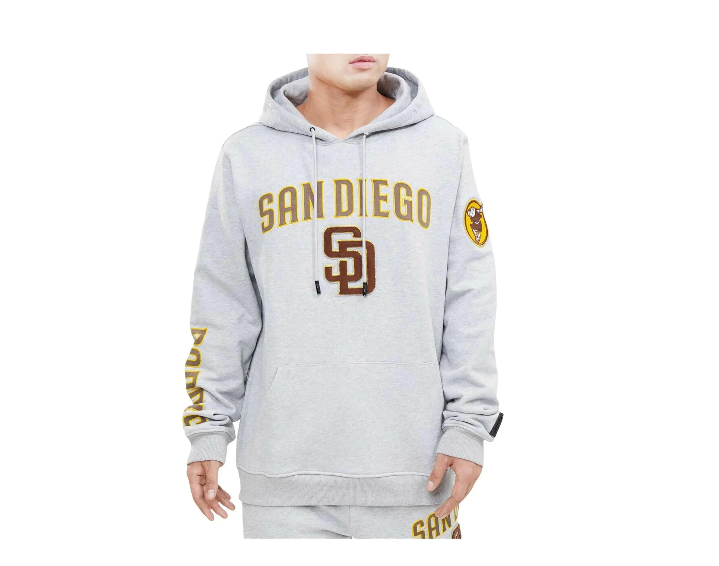 Pro Standard MLB San Diego Padres Stacked Logo Men Pullover Hoodie Heather Grey