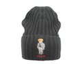 Polo Ralph Lauren Polo Bear Chalk-Stripe Knit Cuffed Beanie Hat Navy