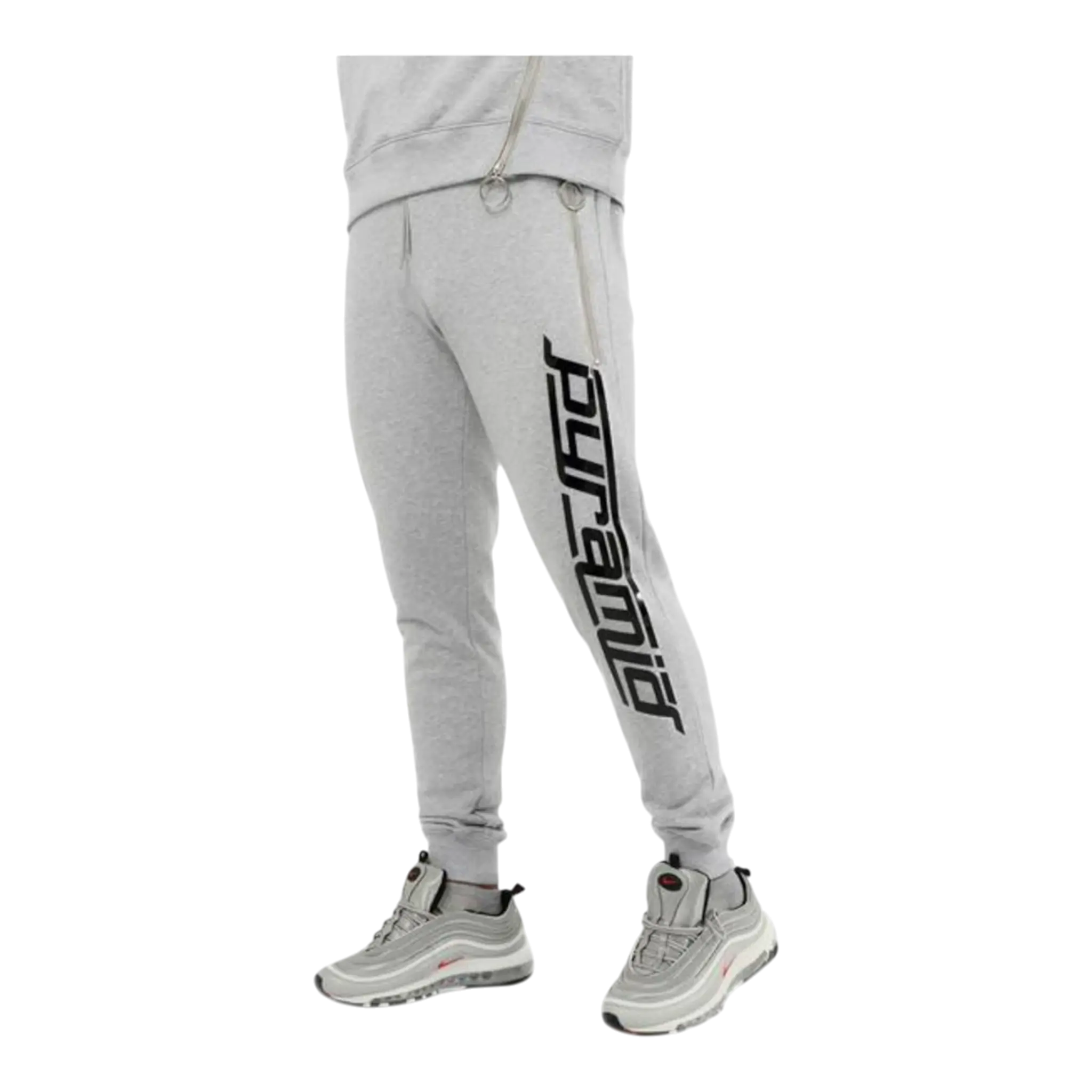 Black Pyramid Slant Zipper Men’s Jogger Pants – Heather Grey