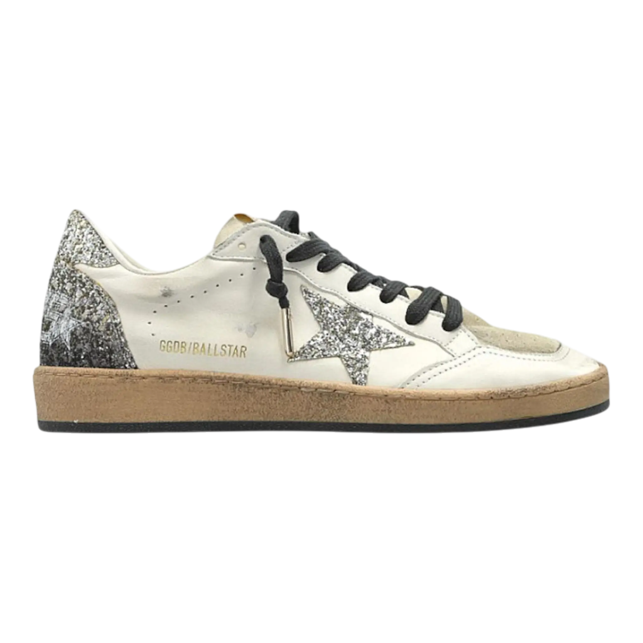 Golden Goose Ball Star Women Sneakers White Silver Glitter